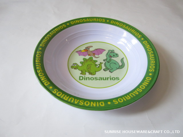 Baby Bowl Green Color Animal Cartoon Printing