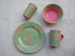 Melamine dinner set flower printing 4pcs set