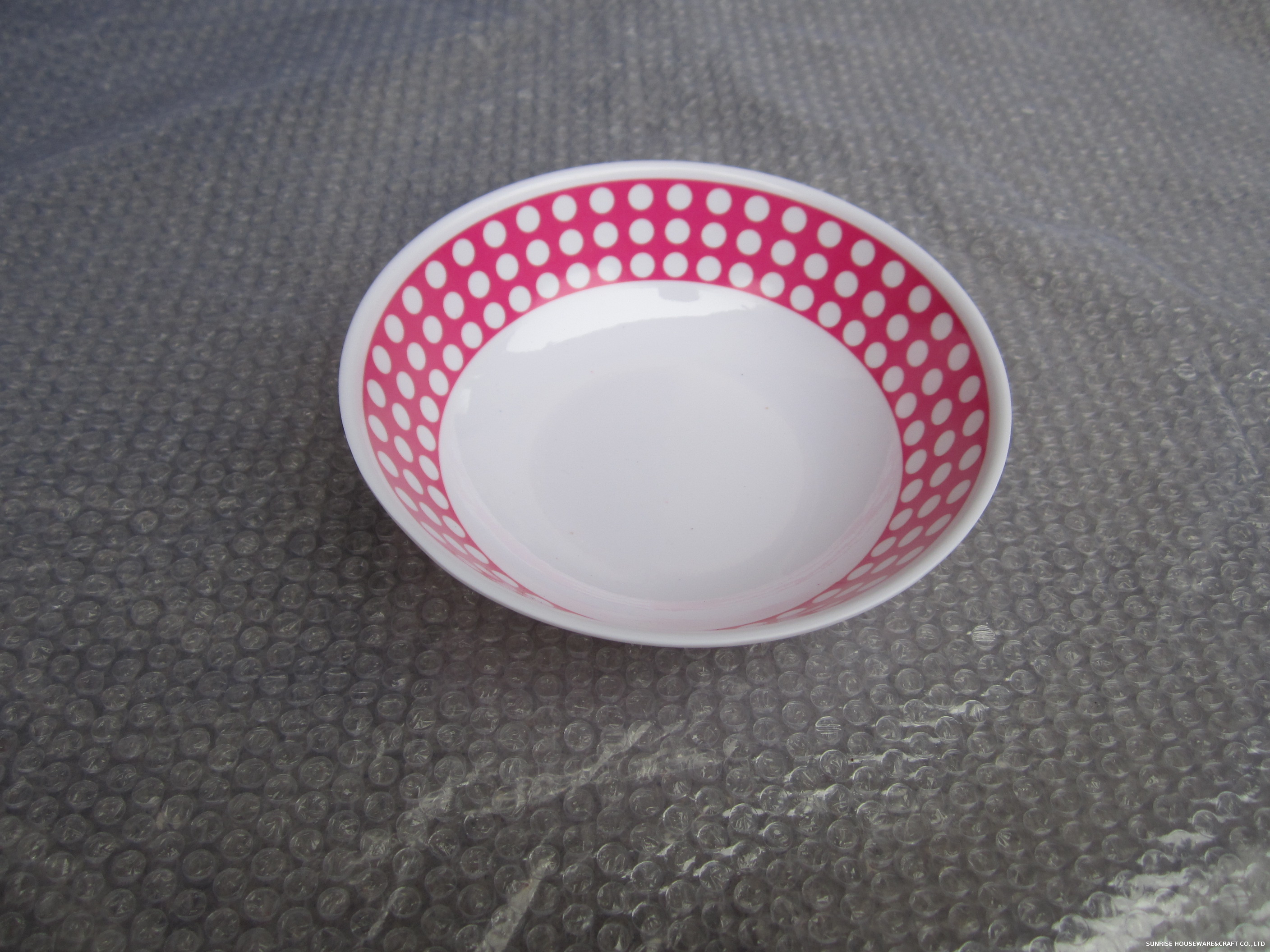 Plastic outdoor picnic Bowl pink Dot Printing promotion gift