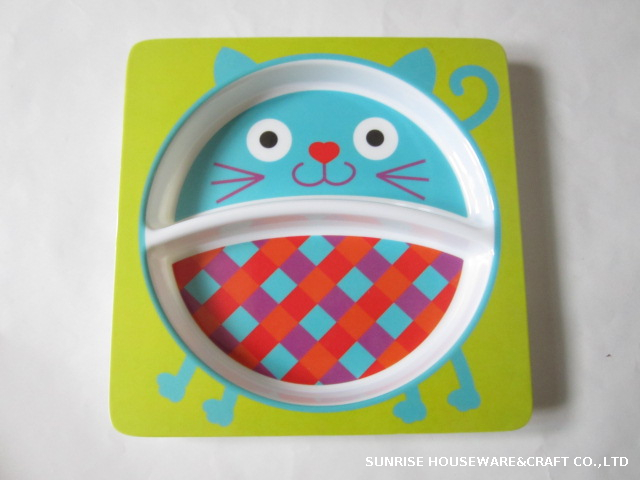 melamine kid square plate