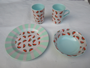 Melamine tableware watermelon printing blue color