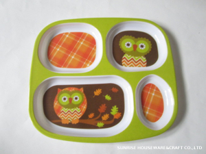 Halloween Plate owl printing melamine material rectangle shape 