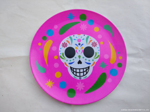 12" Melamine Plate round shape hallowmas festival item skull design