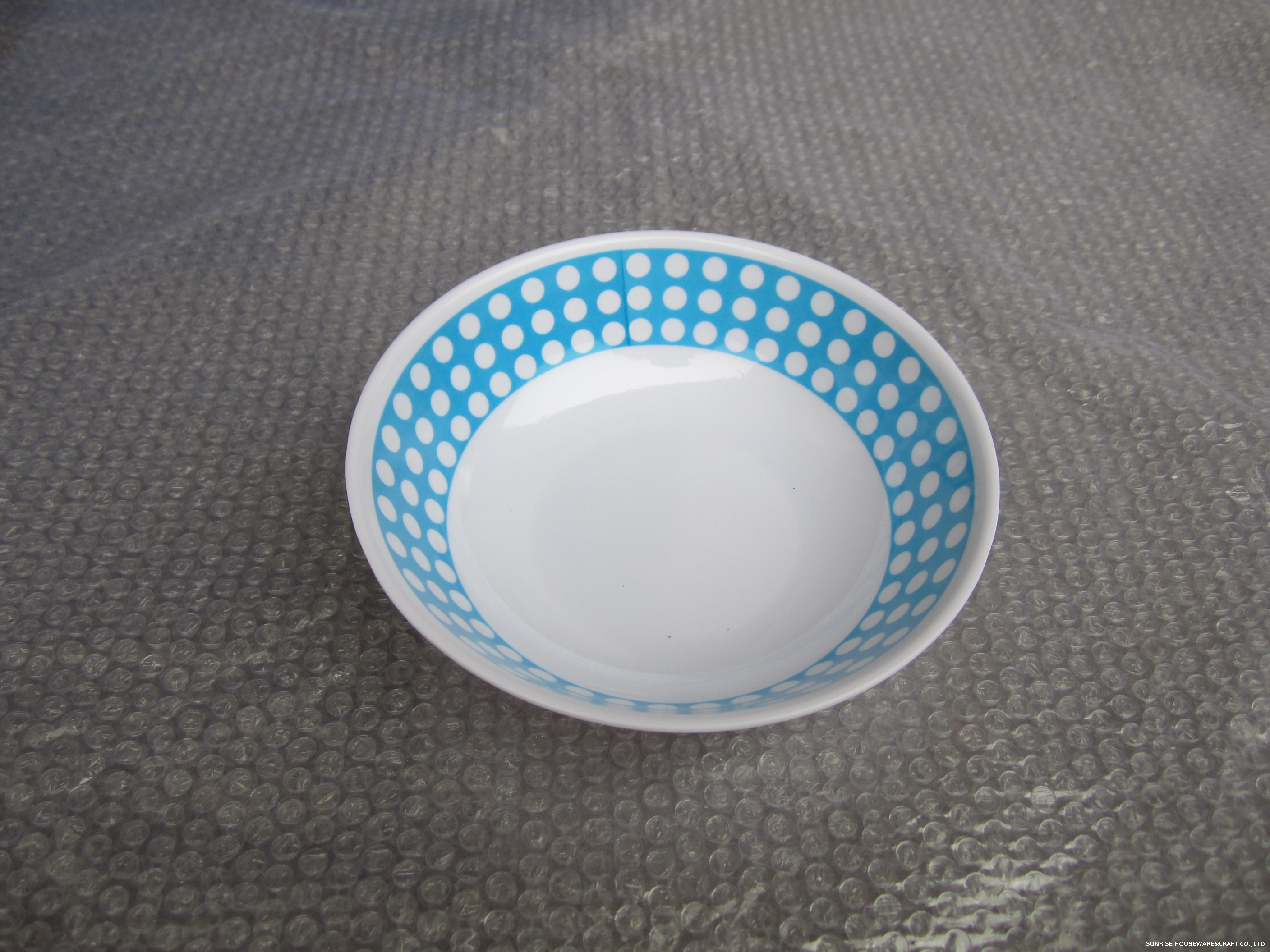 Plastic Bowl Blue Dot Printing round shape