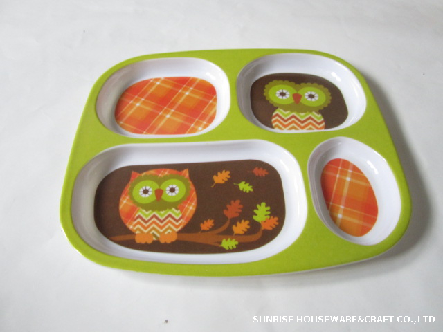 Halloween Plate owl printing melamine material rectangle shape 