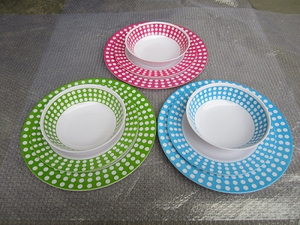 Melamine tableware set round dot design single color