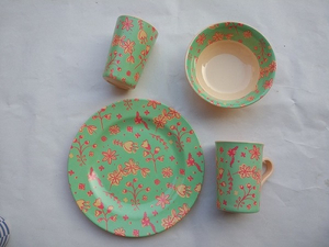 Melamine dinnerware flower printing 4pcs set