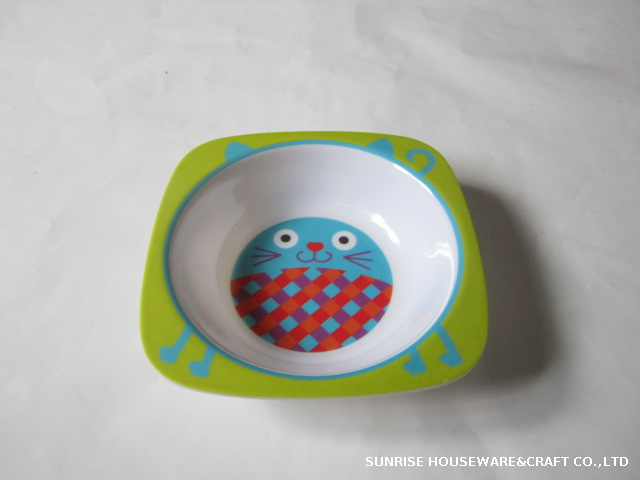 Melamine children square bowl 